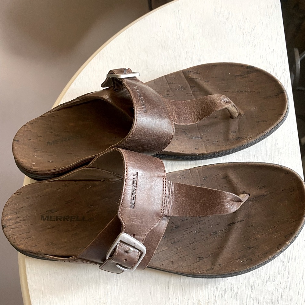New Merrell Leather Thongs Natural Falcon sandals